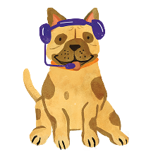 Frenchie with earphone