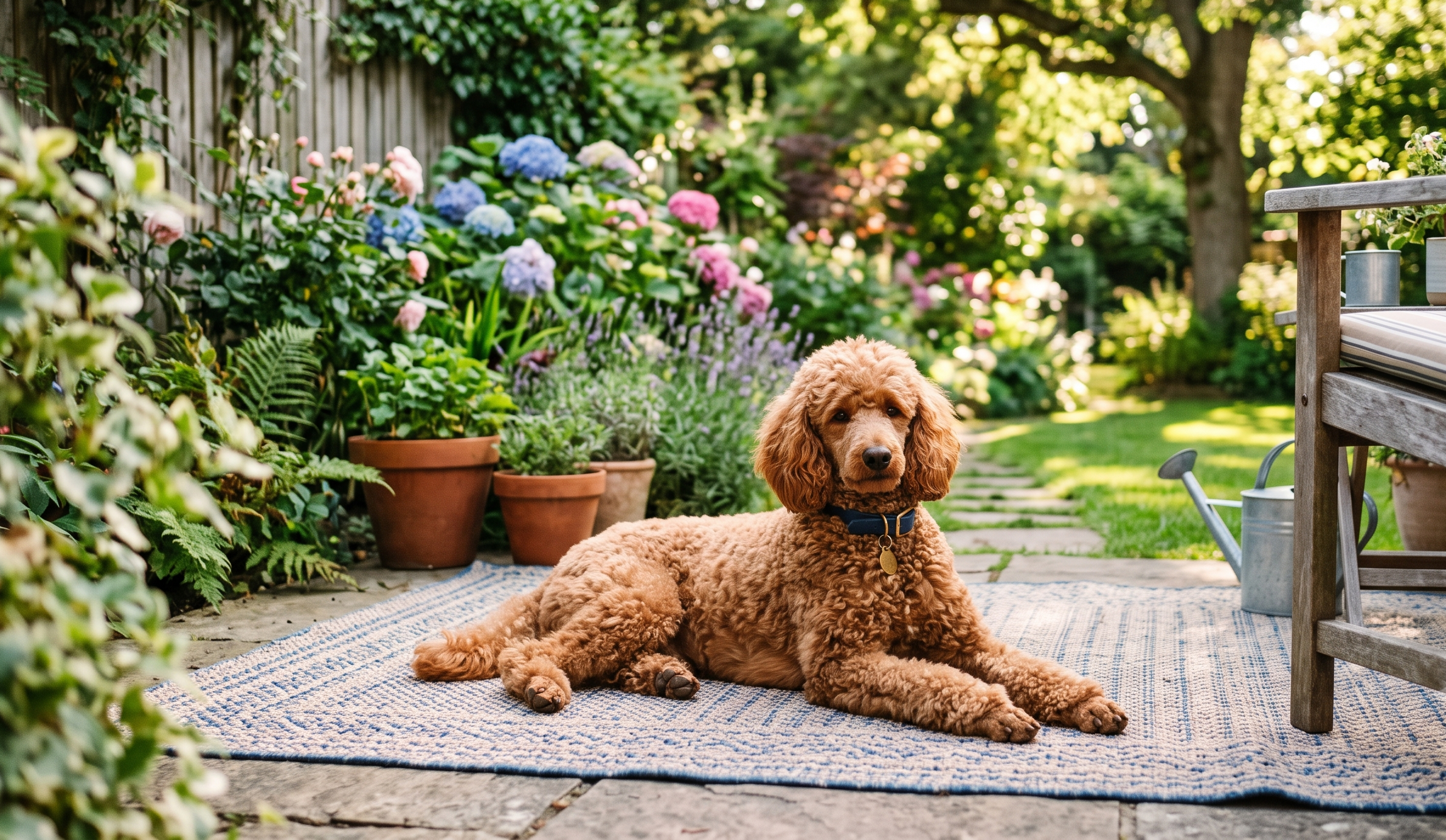 senior dog resting in the sun. Trilostane for dogs cushing's disease management